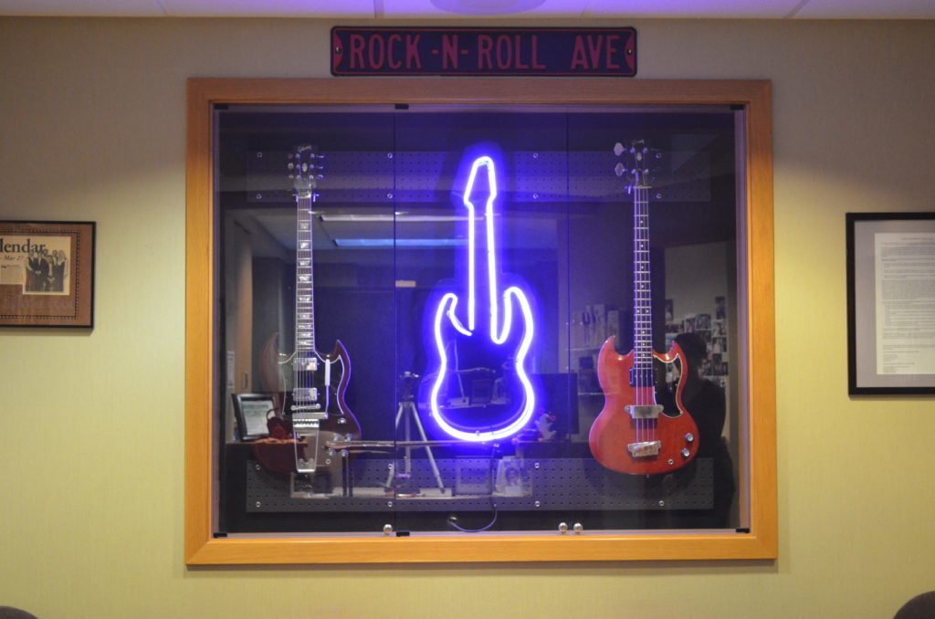 Display of guitars in Tacoma, WA.